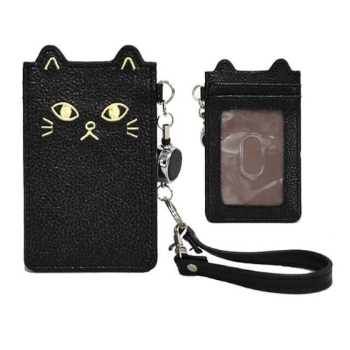 猫のパスケース ブラック