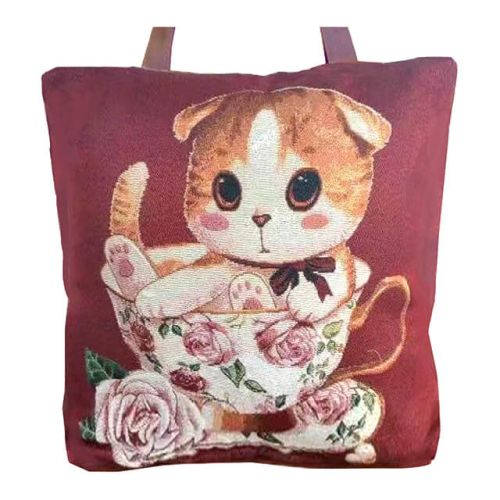 猫 トートバック ワイン