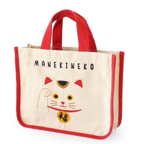 カドマル ミニトート 招き猫 白