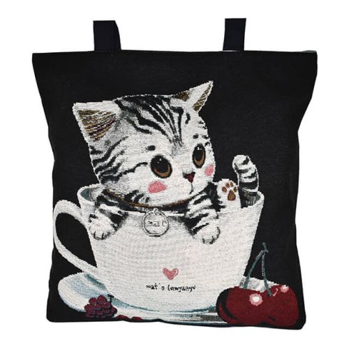 猫 トートバック ブラックB
