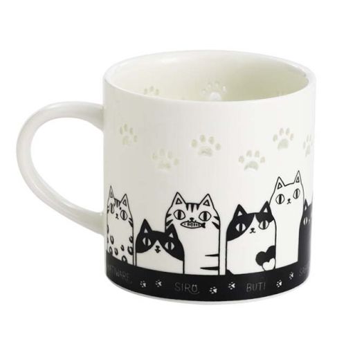 蛍彫りマグ猫3兄弟 背伸び