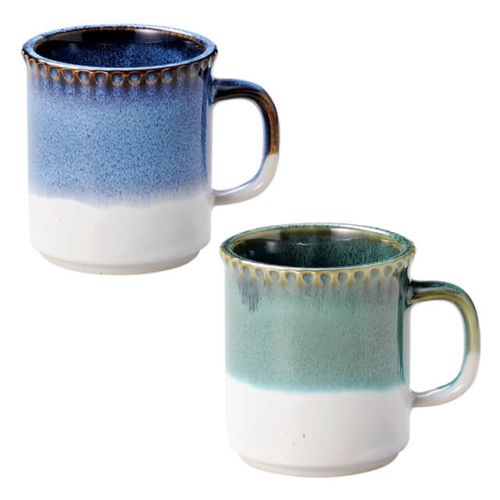 【ランダム】【日本製】美濃焼マグカップ (ネイビー／グリーン)