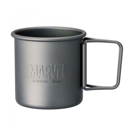 アルミマグカップ  MARVEL ロゴ 折りたたみハンドル付き