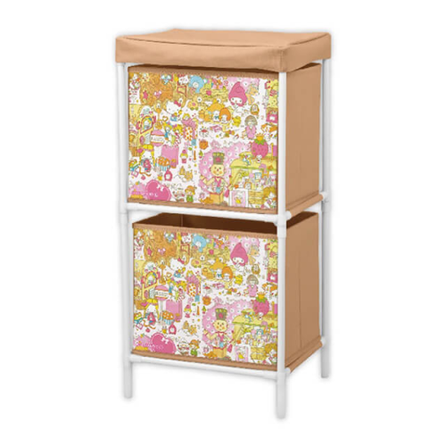 サンリオキャラクターズ ラッピング柄2段収納ボックス A：カラフル