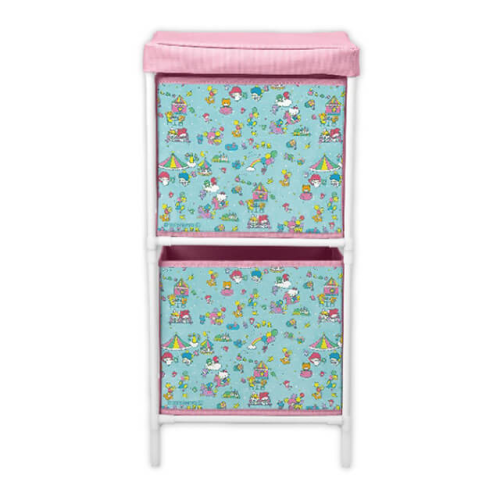 サンリオキャラクターズ ラッピング柄2段収納ボックス B：ブルー