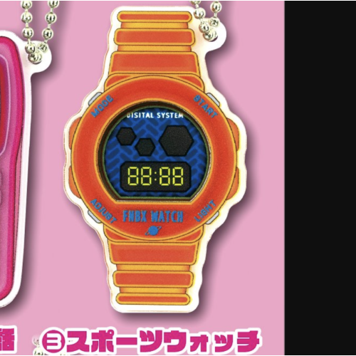 【スケルトンモチーフ】スポーツウォッチ 90'sスケルトンモチーフ アクリルボールチェーン