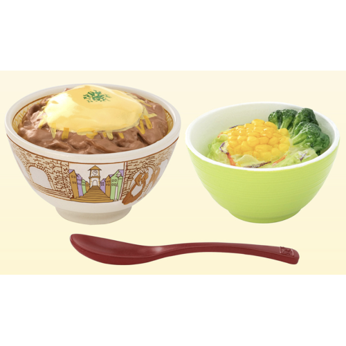 【すき家】とろ〜り3種のチーズ牛丼(サラダ 赤さじ付き) すき家のミニチュアコレクションの商品画像