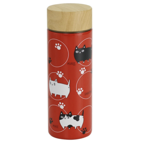 猫3兄弟 軽量ステンレスボトル 輪赤