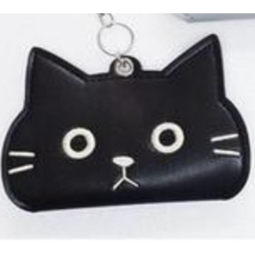 【のあぷらす】 黒猫猫のキーホルダーつきプチケース