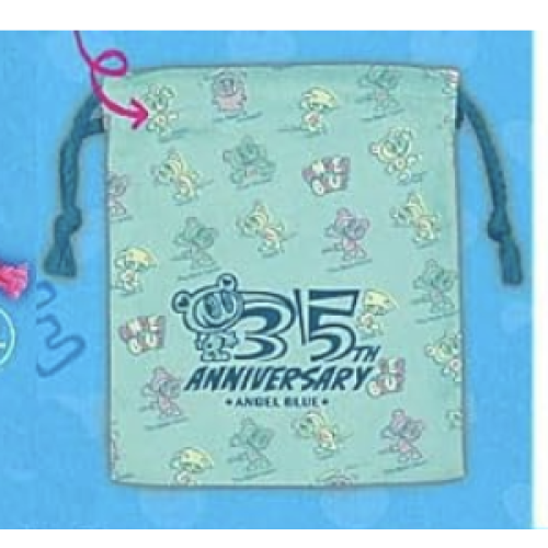 【エンジェルブルー】35thグリーンふわふわ巾着ポーチver.2