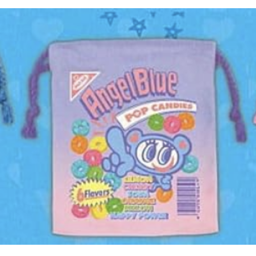 【エンジェルブルー】パープルふわふわ巾着ポーチver.2