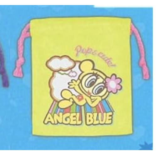 【エンジェルブルー】イエローふわふわ巾着ポーチver.2