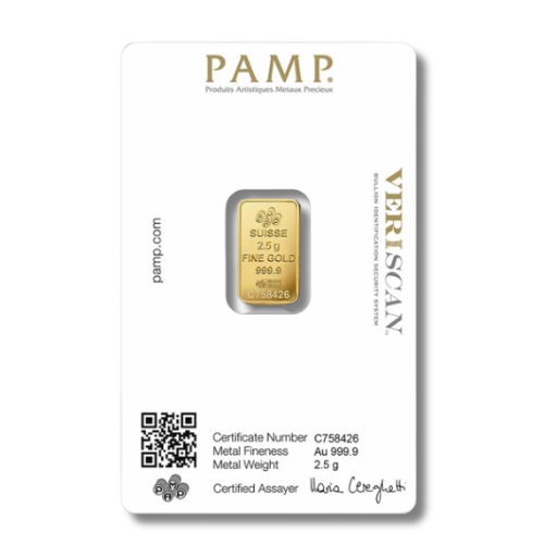 2.5g 純金インゴット PAMP スイス製の商品画像
