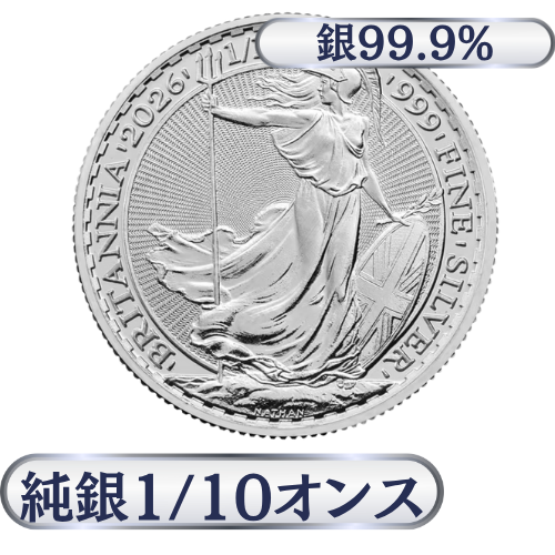 イギリス　ブリタニア銀貨1/10オンス（3.11g）