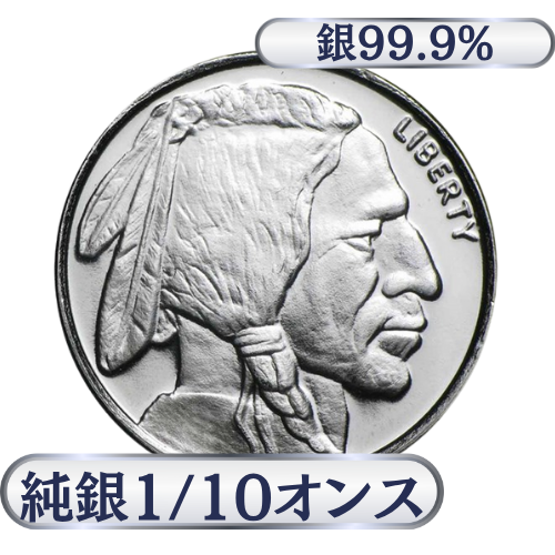 アメリカ　バッファローシルバーラウンド1/10オンス（3.11g）