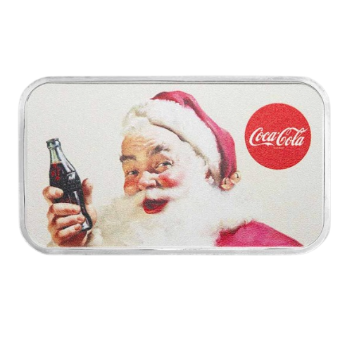 コカコーラ　サンタカラーシルバーバー　純銀1オンス（31.1g）の商品画像