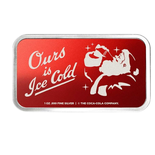 コカコーラ　サンタカラーシルバーバー　純銀1オンス（31.1g）の商品画像