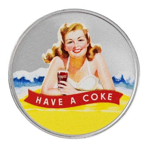 コカコーラ　ブロンドシルバーラウンド　純銀1オンス（31.1g）の商品画像