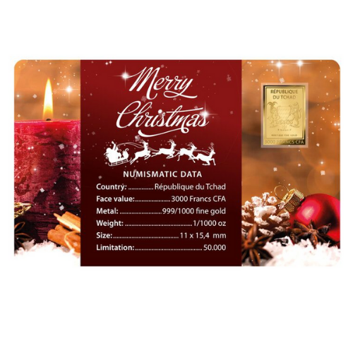 純金 1/1000オンス（0.03g） インゴット クリスマスカードの商品画像