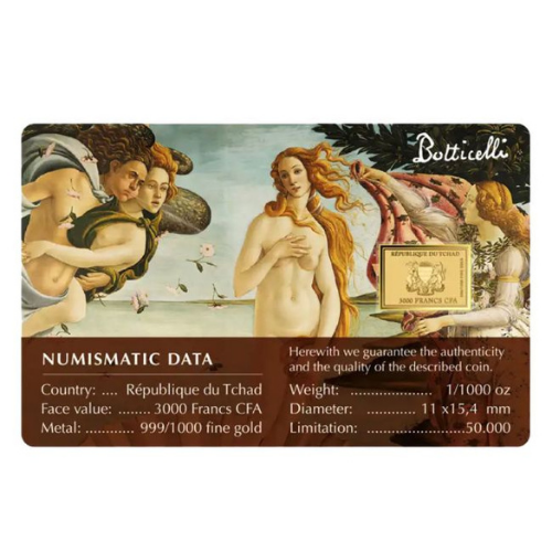 純金0.03g　ボッティチェリ『ヴィーナスの誕生』の商品画像
