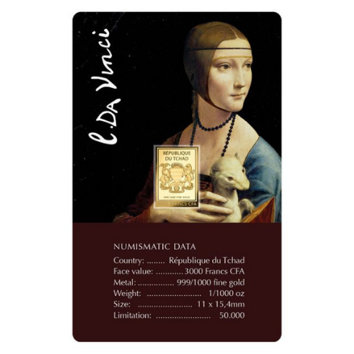 純金0.03g　ダ・ヴィンチ『白貂を抱く貴婦人』の商品画像